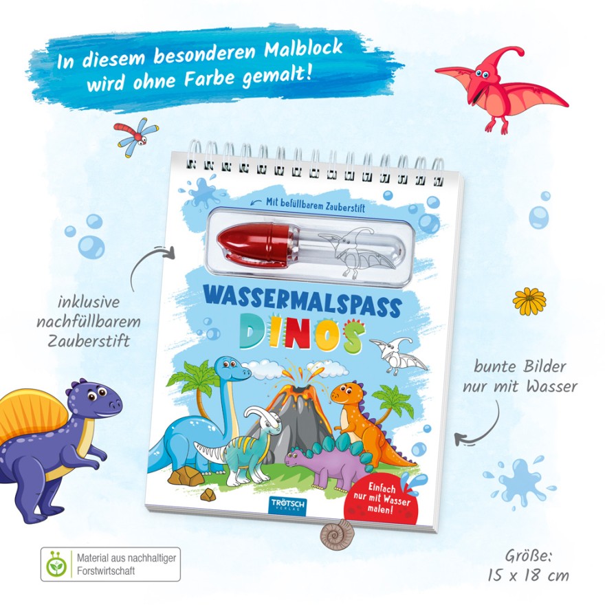 Trötsch Wassermalspaß mit Zauberstift Dinosaurier B20100N